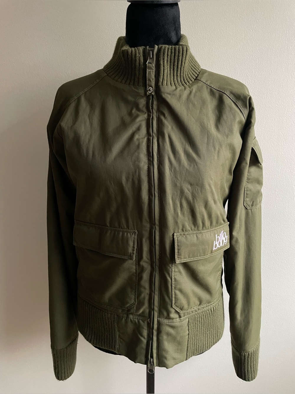 Vintage Billabong Y2K Olive Green Utility Bomber Jacket M